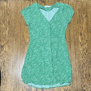 OAK + FORT Green Floral Button Up Dress